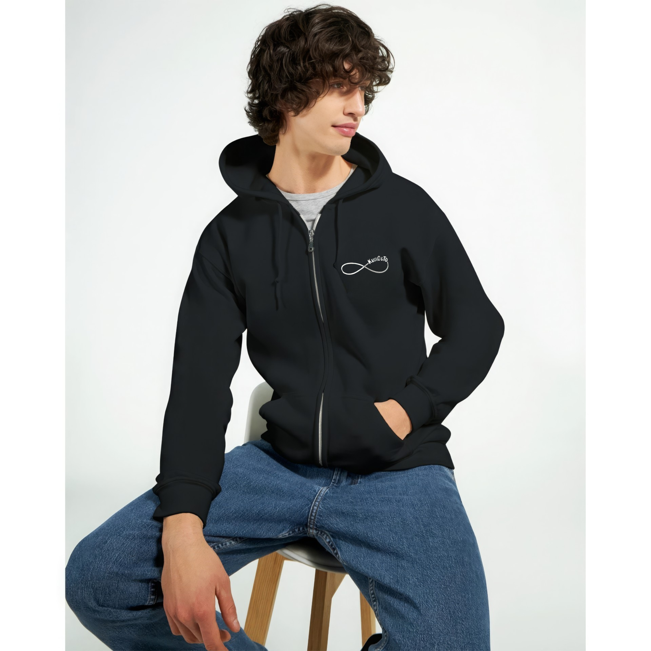 KunOsTo hoodie med lynlås, broderet - Billede 5