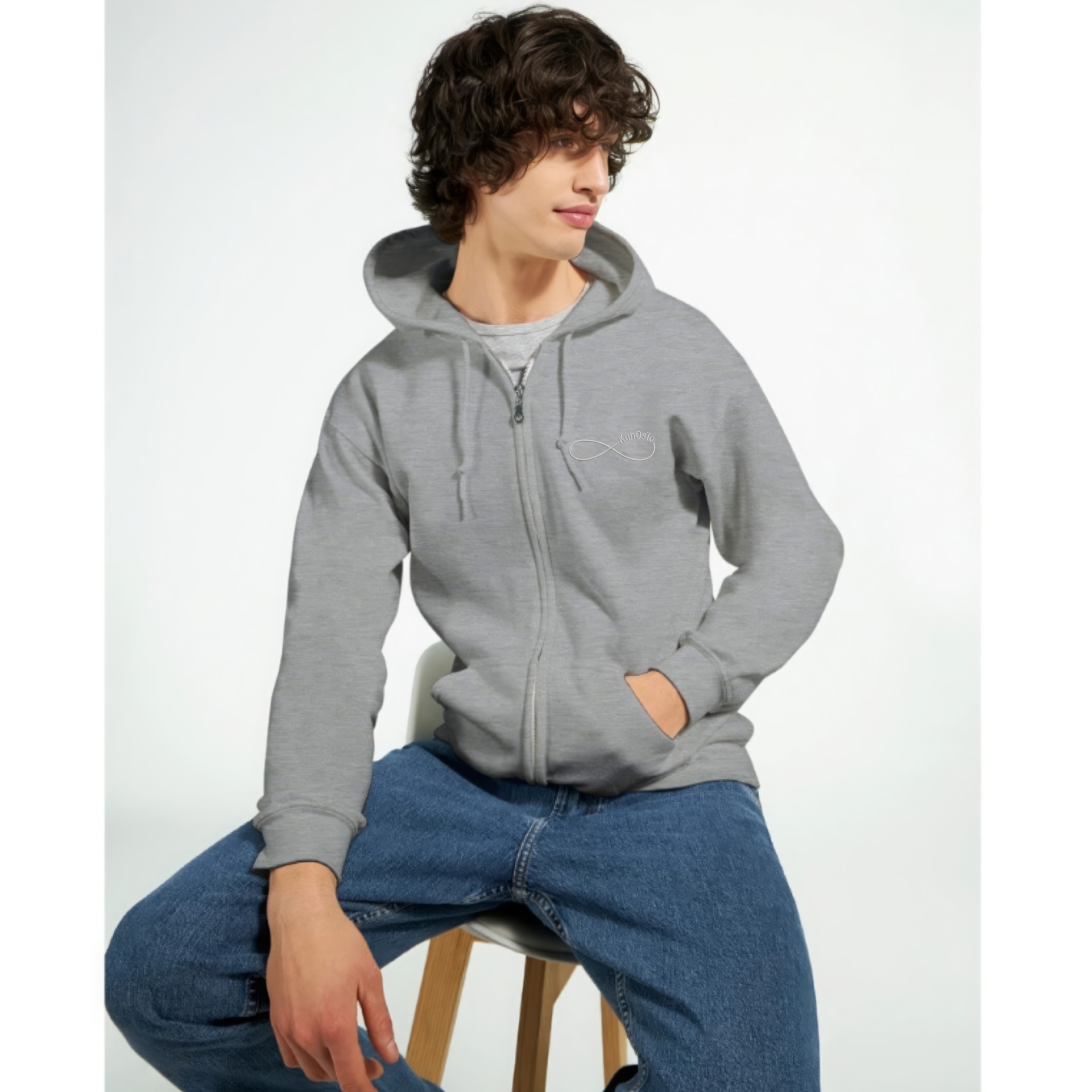 KunOsTo hoodie med lynlås, broderet - Billede 4